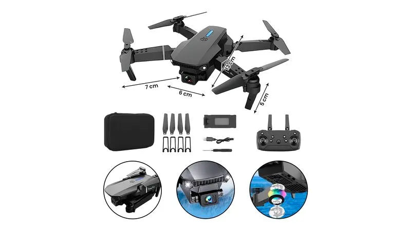 Drone E88 pro Dual Cámara + Audífonos Inalambricos Bluetooth F9 Gratis