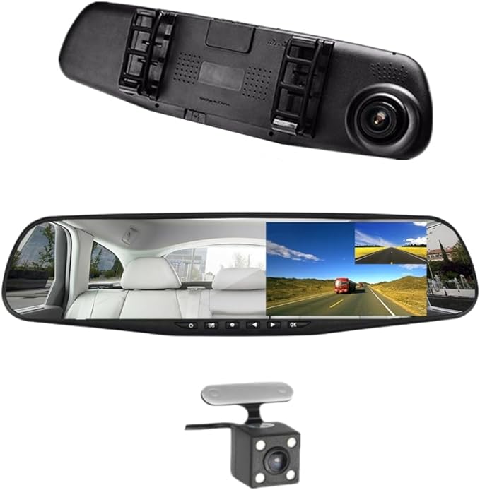 ESPEJO RETROVISOR CON DOBLE CAMARA FULL HD GRATIS SOPORTE CELULAR