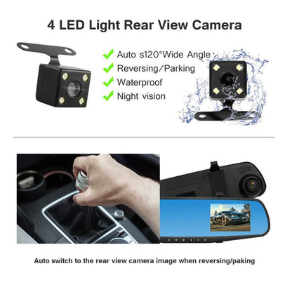 ESPEJO RETROVISOR CON DOBLE CAMARA FULL HD GRATIS SOPORTE CELULAR