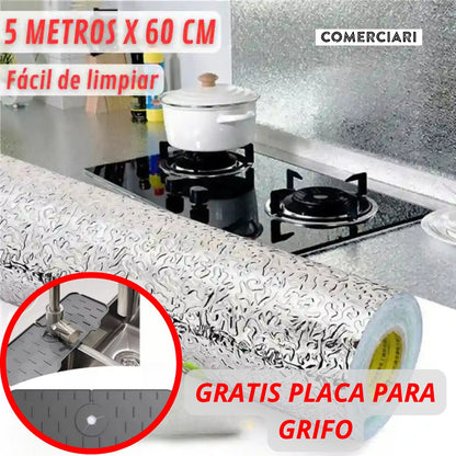 Papel Aluminio Autoadhesivo Multi superficie LLEVA GRATIS Placa de Salpicaduras para grifo